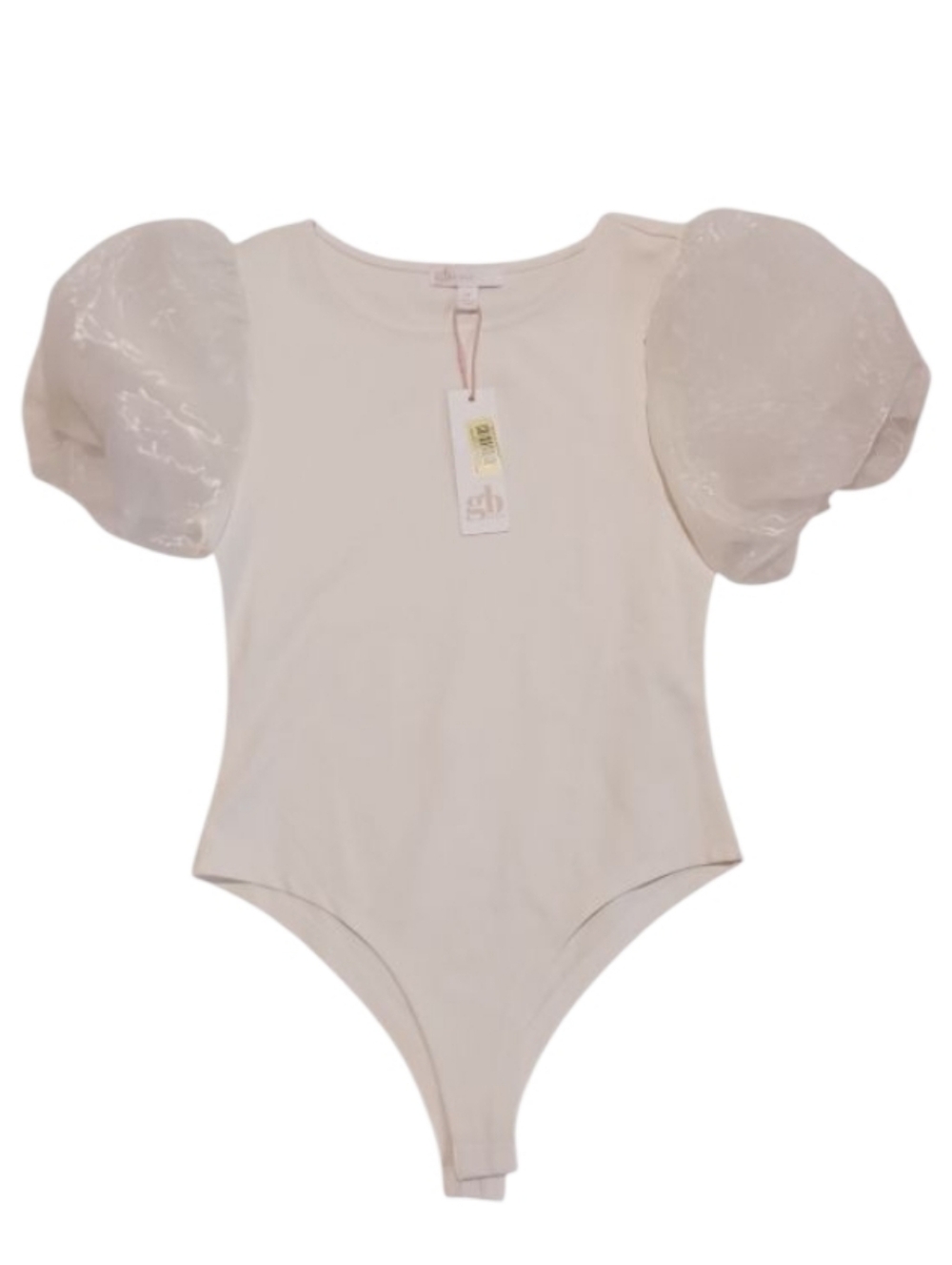 GB Girls Organza Puff Sleeve One-Piece Knit Bodysuit